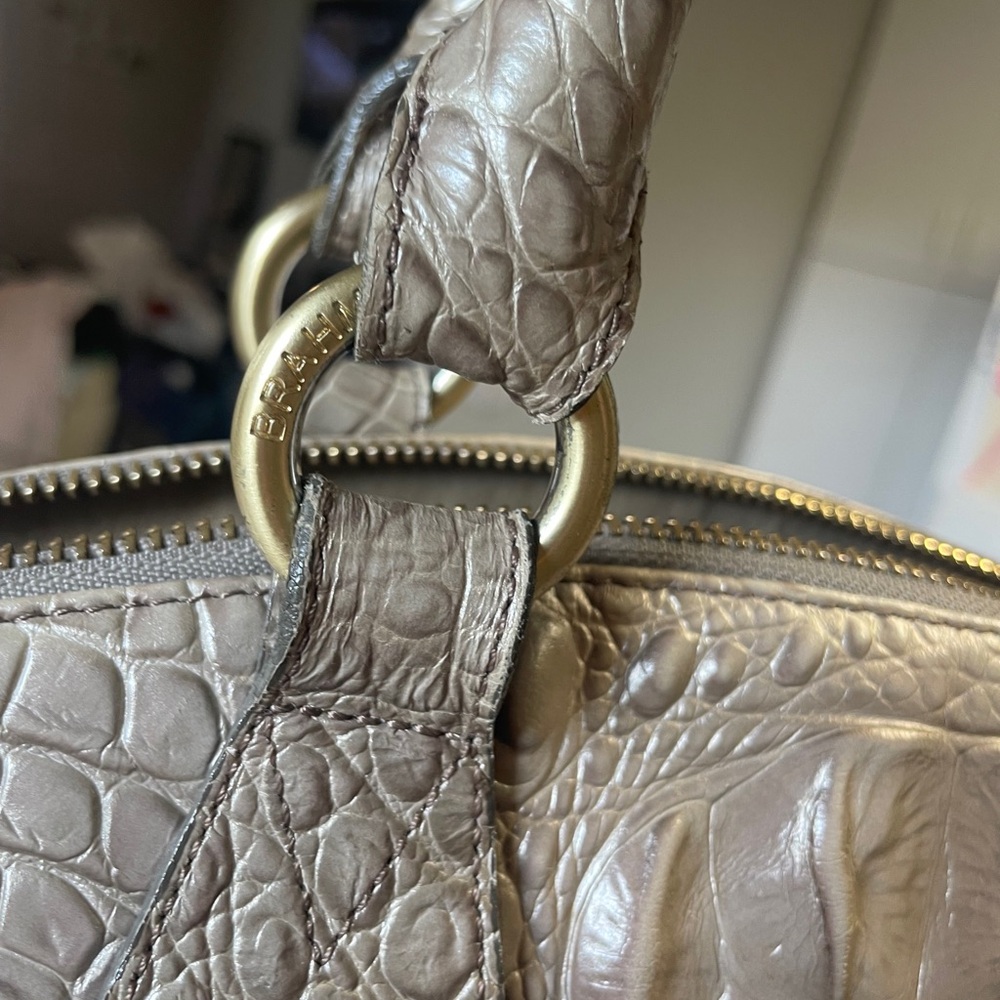 Brahmin Silver Crocodile-Embossed Medium Asher Tote - Picture 4 of 13